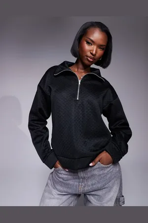 ASOS – Gestepptes Sweatshirt in mit kurzem Reißverschluss