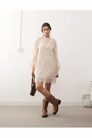 Miss Selfridge – Victoriana – Minikleid aus hellrosa Spitze
