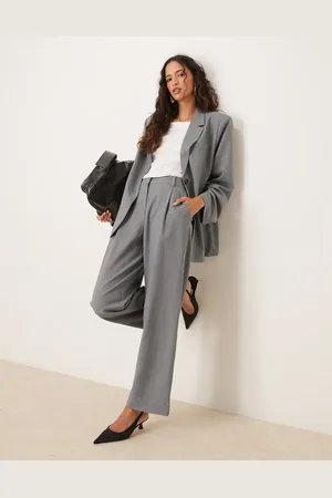 Y.A.S – Elegante Dad-Hose in Mittelgrau meliert, Kombiteil