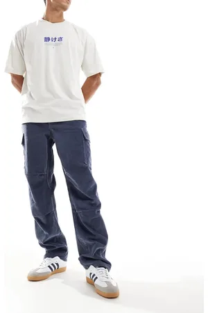 ASOS – Weite Cord-Cargohose in Blau