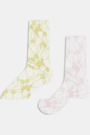Reclaimed – 2er-Pack Knöchelsocken aus Netzstoff in Gelb und Rosa