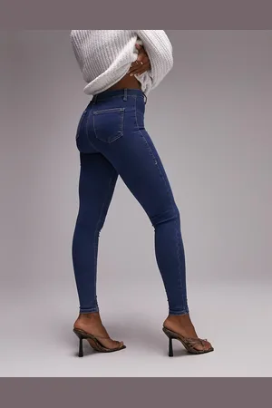 Topshop – Joni – Sehr eng geschnittene Jeans in Mittelblau mit hohem Bund