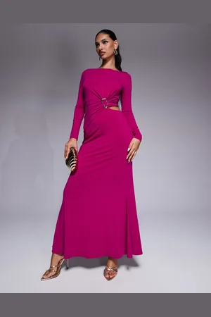Forever New – Jersey-Maxikleid in Magenta mit Zierausschnitt