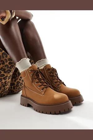 SEQWL – Exton – Schnürstiefel aus Nubuk-Leder in Senfgelb
