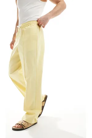ASOS – Elegante Schlupfhose aus Leinenmix in staubigem mit weitem Bein
