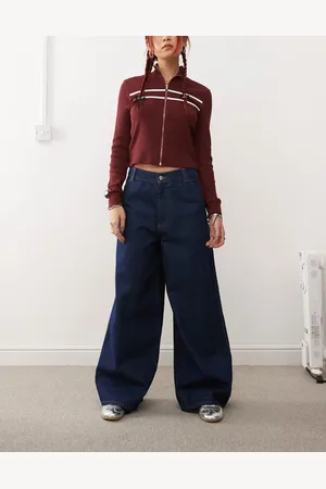 COLLUSION – Jeans in Indigoblau mit weitem Bein und Ziernaht