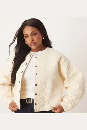 ASOS ASOS DESIGN Curve – Steppjacke in verwaschenem Cremeweiß mit Cocoon-Ärmeln