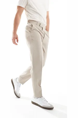 ASOS – Schmal zulaufende, elegante Hose in Stein
