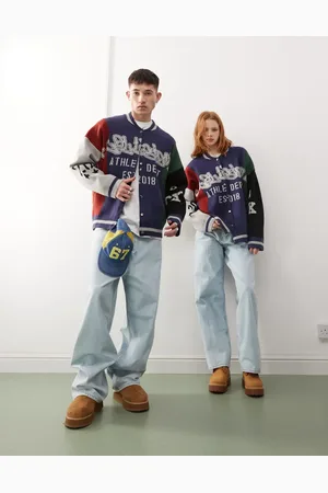 COLLUSION Unisex – Bomberjacke in Marineblau im gespleißtem Design