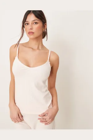 Abercrombie & Fitch – Nightwear – Camisole aus Pointelle in Hellrosa, Kombiteil