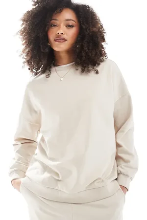 VERO MODA – Longline-Sweatshirt in Hellbeige mit Oversize-Passform