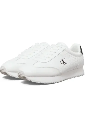 Calvin Klein – Leder-Sneaker in strahlendem Weiß/CK-Schwarz