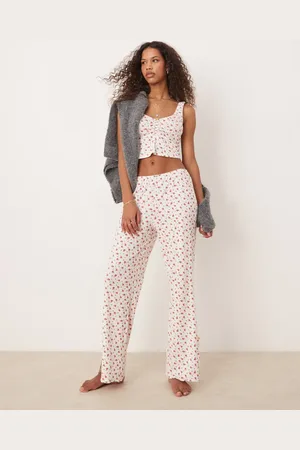 Free People – Chintzy – Geblümter Pyjama in Rot und Weiß