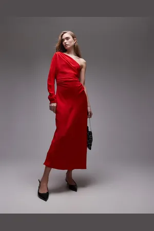 MANGO – Langärmliges One-Shoulder-Maxikleid in