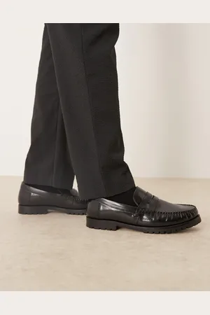 ASOS – Loafer aus Leder in mit Raffung