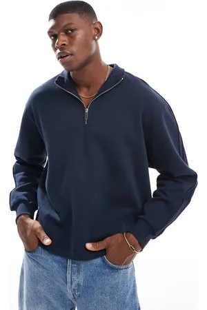 ASOS – Oversize-Sweatshirt in mit Trichterkragen und kurzem Reißverschluss