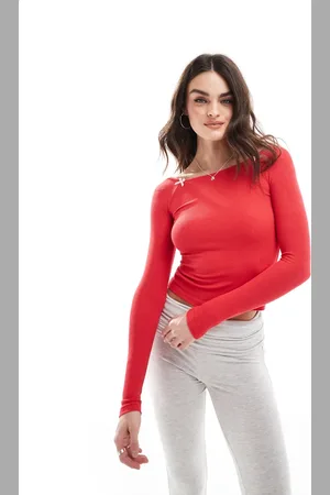 Cotton On Cotton ON – Lounge – Pyjama-Oberteil in mit U-Boot-Ausschnitt und Schleifen