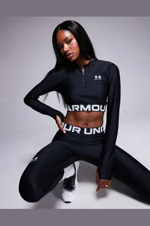 Under Armour – Heatgear – Geripptes Oberteil in mit kurzem Reißverschluss