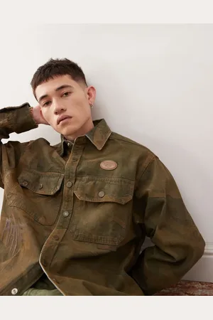 A Bathing Ape AAPE BY A BATHING APE – Langärmliges Hemd mit verblasstem Print in Braun und weiteren Farben