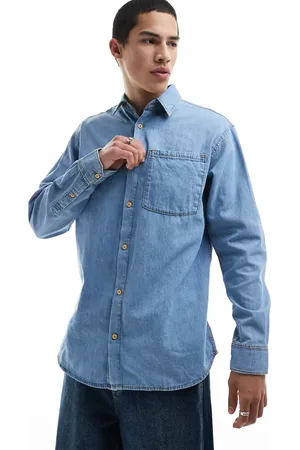 JACK & JONES – Langärmliges Jeanshemd in Hellblau