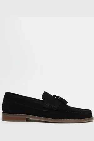 ASOS – Tasselloafer aus schwarzem Wildleder mit natürlicher Sohle
