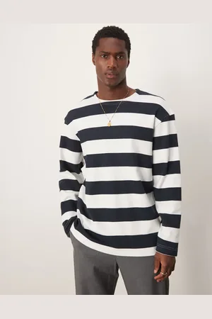 SELECTED – Kastiges, langärmliges Oversize-T-Shirt in mit Streifen