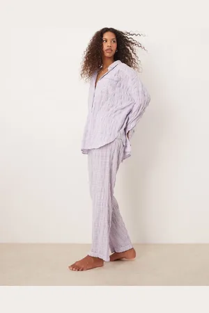 Free People – Strukturierte Pyjama-Hose in Flieder, Kombiteil