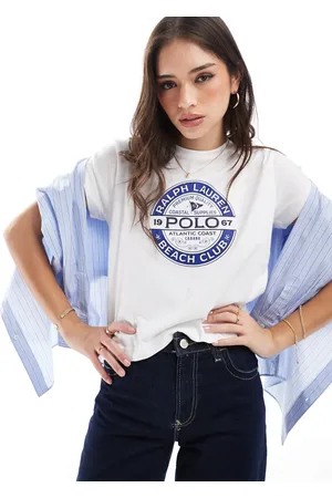 Ralph Lauren – T-Shirt in und Blau mit Print auf der Brust