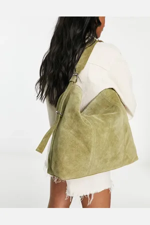 ASOS – Tragetasche aus Wildleder in Khaki mit Schnalle