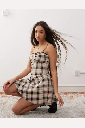 Miss Selfridge – Elegantes Mini-Trägerkleid mit Karomuster