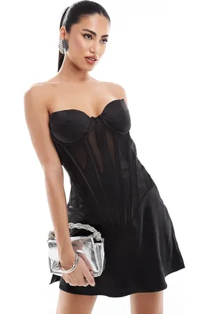HEIRESS BEVERLY HILLS – Premium – Trägerloses Satin-Minikleid in mit Korsettdetail und Netzstoffeinsätzen