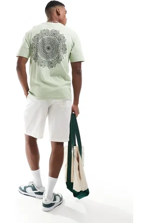 Only & Sons – Locker geschnittenes T-Shirt in Salbeigrün mit Mandala-Rückenprint