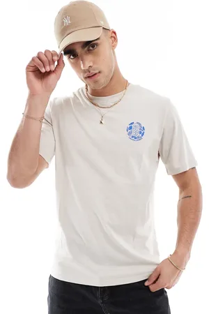 JACK & JONES – T-Shirt in Beige mit Brust-Print