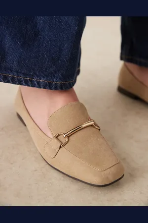 New Look – Halbschuhe aus Wildleder-Imitat in Beige mit Schnalle