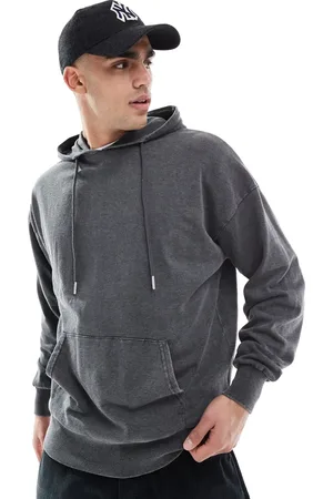 Brave Soul – Oversize-Kapuzenpullover in schwarzer Acid-Waschung