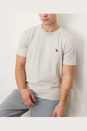 Abercrombie & Fitch – 5er-Pack T-Shirts in Schwarz/Grau/Blautönen/Weiß mit Markenlogo