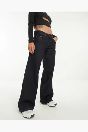 Motel – Locker geschnittene Jeans in Indigoblau mit weitem Bein und niedrigem Bund