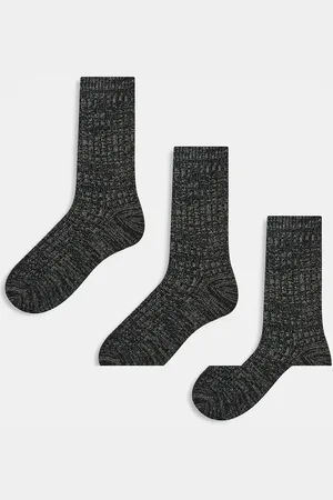 New Look – 3er-Pack schwere, gerippte Socken in Khaki