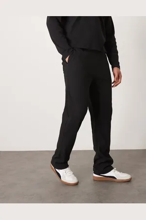 ASOS – Gerippte, gerade geschnittene Jogginghose in verwaschenem Schwarz, Kombiteil