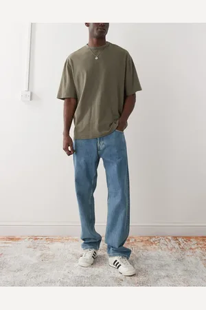 Weekday – Space – Jeans in blauer Waschung mit weitem, geradem Beinschnitt