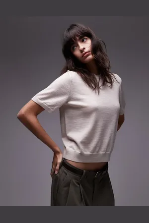 ARKET – Kurzärmliges T-Shirt aus Merinowolle in hellem Beige