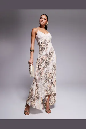AFRM – Vince – Camisole-Maxikleid mit Schlangenprint und Spitzenbesatz