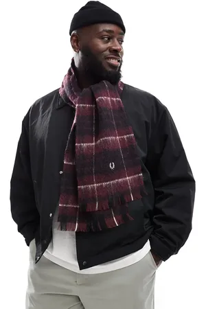 Fred Perry – Schal aus angerauter Wolle mit rotem Tartanmuster