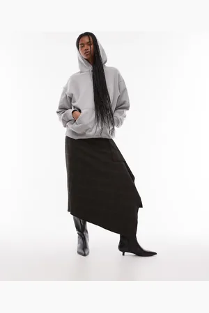 MANGO – Karierter Maxi-Wickelrock in Khaki