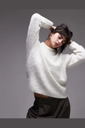 MANGO – Weißer Oversize-Pullover mit Rundhalsausschnitt