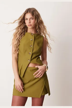 ASOS – Elegante Weste in Olivgrün mit U-Boot-Ausschnitt