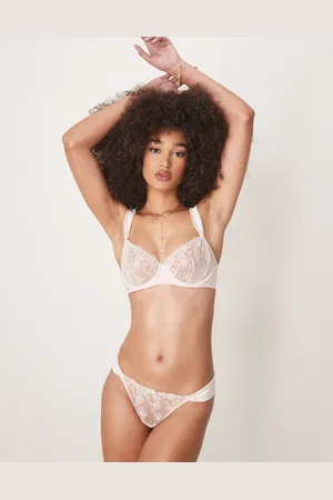 Boux Avenue – Adalina – Bestickter Balconette-BH aus Satin in Perlmutt