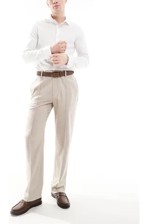 ASOS – Elegante Hose in strukturiertem Steinbeige mit Biesen und geradem Schnitt