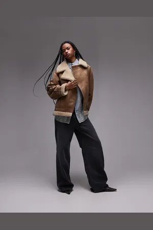 MANGO – Oversize-Pilotenjacke in mit Lammfellimitat