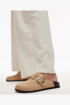 Topshop – Beck – Clogs aus Wildleder in Hellbraun